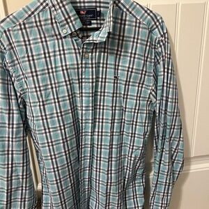 Vineyard Vines Blue and Green Casual Button Down Shirt